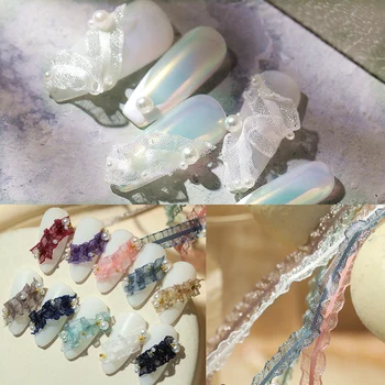 1 Kom. Cvjetne čipke Lanac 3D Ukras za nokte Val bend Seksi Umjetnosti za nokte u DIY Japanski Dizajn Ljepota Bijele Čipke Noktiju set za nokte