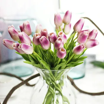 1 kom. materijal Tulipana Umjetni cvijet Trenutno Dodir Umjetna Lažni Buket Cvijeća za vjenčanje ukras Cvijeće Ukras za kućne zabave