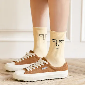 1 Par Korejski modni Smiješno trend Харадзюку Za žene Šarene čarape za djevojčice Čarape s izrazom unisex Iznenađenje za srednje žena Кавайные čarape