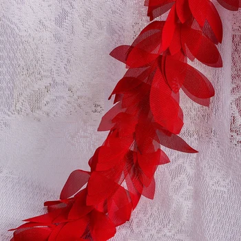 1 yard Шифоновый list kićanka cvjetne čipke traka za pokrivala za glavu haljina dekoracija za Vjenčanje Nakit DIY Pribor Materijal