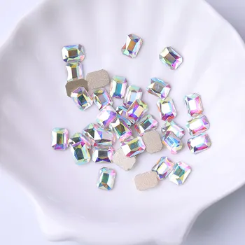 10 kom. Nokte Gorski Kristal Pravokutnik s ravnim Stražnje Kućište Crystal Briljantan 3D vještački dijamant je Dragi Kamen Manikura Ukrasi za nokte ovjes nakit