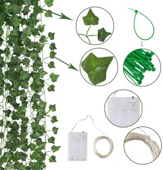 12 kom. 2,2 m Zeleni Umjetni Viseći list bršljana biljka Pluća grožđe lišće DIY za uređenje doma Vrt Vjenčanje je Dan rođenja Dekor