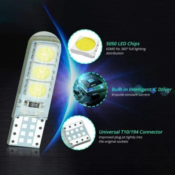 2*Auto LED žarulja T10 5050 6SMD S Pokazatelj Širine Žarulje Osvjetljenja Registarske pločice Nosača Silikon Svjetla Bijele svjetlosti Visoke svjetline