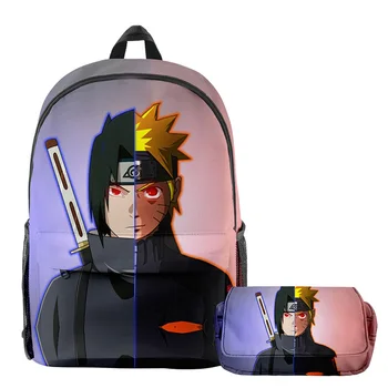2 kom. Naruto Ruksak kutija za olovke Skup Anime Cosplay Školski Ruksak Акацуки Шаринган Student torba za Rame Ruksak za putovanja
