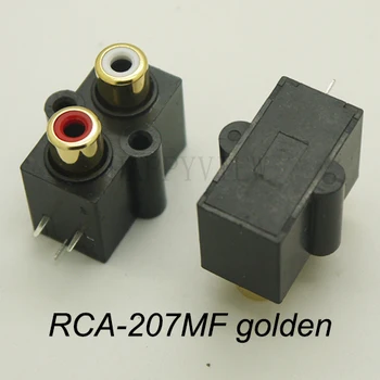 (2 kom/pak.) Pričvršćivanje na pcb 1-struka Stereo Audio-Video Priključak RCA Priključak s dvije rupice (W+R) RCA-207MF Zlatni