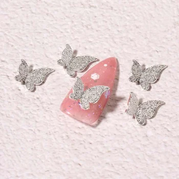 20 kom. Metalna leptir 3D Ukrasi za nokte, Nakit iz zlatnog i srebrne legure Nakita u japanskom stilu DIY UV-gel Lak Pribor za manikuru