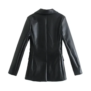 2021 Duge blazers od umjetne kože PU Ženske kožne jakne Kaputi Potpuno nove ženske jakne odjeća Ženski kaputi Ženski kožni kostim