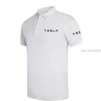 2021 Ljeto Vruće rasprodaja brand tesla muške polo Nove Poslovne muškarci Svakodnevne Polo Tesla kratkih rukava Muškarci U meke Pamučne majice polo