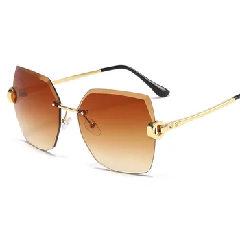 2021 Nova Moda Gotovi Frameless Sunčane Naočale Ženske Dijamant Marke Dizajn Internet poznate Sunčane naočale UV400