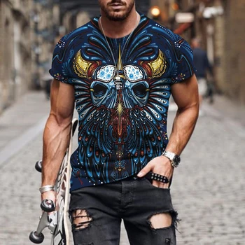 2021 Nova muška 3D Muška majica sa surround po cijeloj površini Ulične mode Osobnost s kratkim rukavima Divlji Slobodan Ulični trend