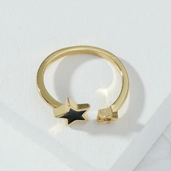2021 Novi Trend Modni prstenova Mozaik s dijamantima Cirkon Black Star Prsten za žene Podesivi Prsten za Vjenčanje ukras za stranke