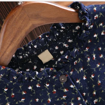 2021 Proljeće i Jesen Ženske Berba samt haljine Svakodnevno haljina-košulja dugih rukava Haljina s cvjetnim ispis Večernja haljina Ženske haljine Vestidos