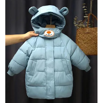 2021 Zima dolje jaknu u korejskom stilu za malu djecu, dječje хлопковая parka s kapuljačom, tople duge kapute za dječake i djevojčice, Dječje kaput 1-6 godina