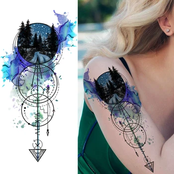 3D Akvarel Ptice Privremena Tetovaža Naljepnica Ženska Moda Body Art Ruka Rame Tetovaže Za Odrasle Lažni Vodootporan Tetovaže