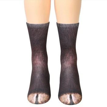 3D ispis za odrasle Unisex Čarape za posadu s šape životinja Novi roman Sublimirana pamuk Muške, ženske čarape s kandžama Nalik na disanje čarapa Sokken Sox