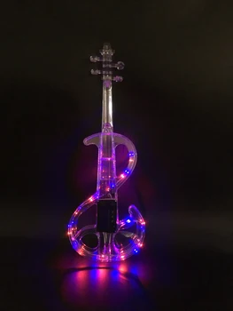 4/4 Električna Violina Prozirni Akril Crystal Kućište Sa Led plavo-zelenim pozadinskim Osvjetljenjem Violina 6 #
