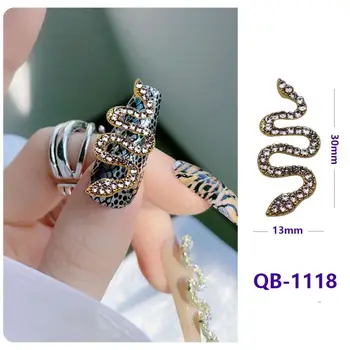 5 Kom 3D nove ukrase za nokte metalik velika zmija zlato i srebro pištolj crna optočena sjajnim šljokicama bisera pribor za nokte