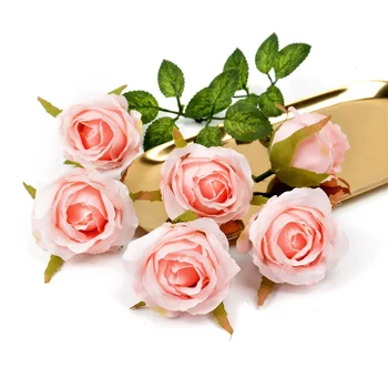 5 kom. umjetni cvijet svilene krunica ruže za svadbene zurke ukras kuće DIY vijenac buket spomenar poklon kutija zanat lažni cvijet