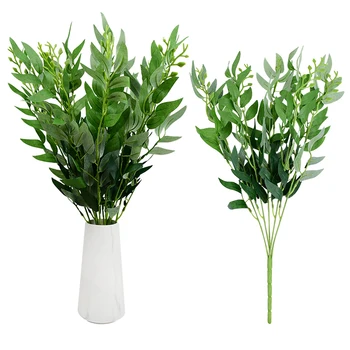 52 cm, Svila, Umjetno Lišće Vrbe Grančica DIY Zeleni List Buket Cvijeća za Dom Dekor Dnevni boravak Vjenčanje Pribor