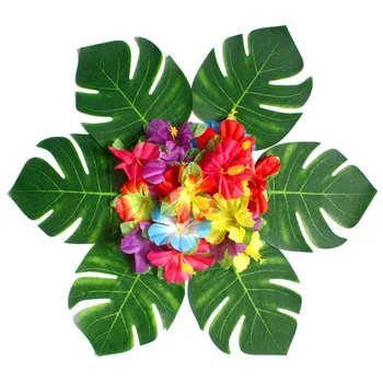 54 Kom. Monstera Umjetne Palme Lišće Tropska Biljka Hibiscus Umjetni Stabljike Havajski Ukras za stranke Tematski stol Na Plaži u Džungli
