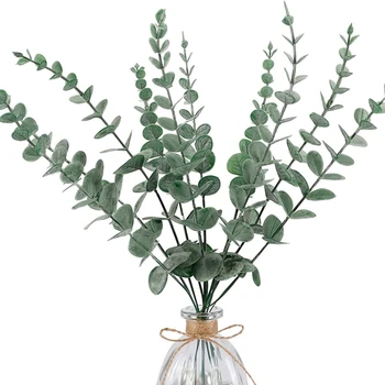 8 kom. Umjetna eukaliptus Lišće Zelenila Stabljike s božićnjaka za vaze Osnovna college Svadbeni Nakit Vanjski DIY Cvijet Zidni vijenac