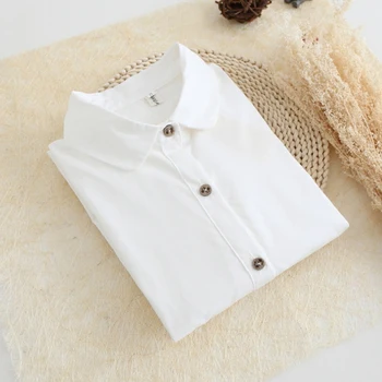 8 Stilova Jesenski Japanski хлопковая vezene Košulje Dugih Rukava Bijela Košulja Košulja Ženske Majice