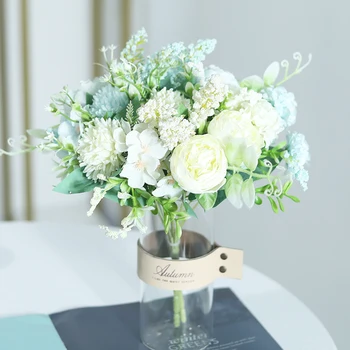 Bijele Umjetno Cvijeće Svilene Ruže Kućni Vjenčanje Ukras Dnevnog boravka DIY Obrt Kvalitetne Lažni Cvijeće su Veliki Hibridni Buket