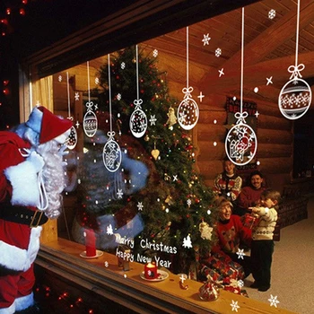 Božićne naljepnice na izloga trgovine Božićne dekoracije doma dekor Božićne dekoracije Pahuljica Djed Mraz Staklena naljepnicu na vrata Nova godina