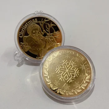 Božićni poklon novčić Božićno medalja Zlatna srebrna kovanica Dječje novčić pasta za Vile Prigodni novčić