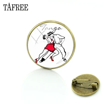Broš sa slike tango TAFREE okrugle ikone s premazom od antičkih bronce za modni nakit ženske pribor sigurnosne igle, metalni FQ649