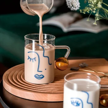 Creative Staklena Krigla s kemijskom olovkom za doručak demitasse Mlik Genetika par Čaša vode sa slikom za lica i očiju Posuđe za piće
