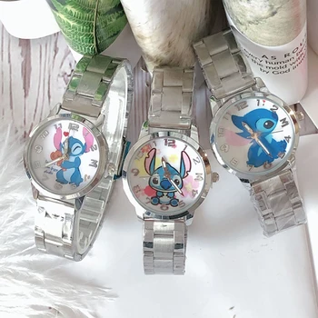 Crtani filmovi Disney Lilo i Stitch visokokvalitetna dječje čelična traka kvarcni sat Anime Stitch Sat studentski satovi Ženski satovi