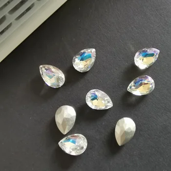 Crystal kruške 10 kom. 4x6 mm Rhinestones Rhinestones Ovalno Kamenje i Staklene Perle Sjajna Kamenje Za Odjeću Pribor za Ukras