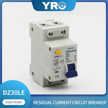 Disyuntor de corriente Residual DZ30LE DPNL 230V 1P + N 40A 63A con protección contra fugas de corriente excesiva y corta RCBO M