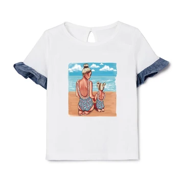 Glačalo Na Naljepnici Novi Dizajn Termalni T-Shirt Haljine Topla Suza Diy Glačalo Na Заплате Mama Sa Svojom Djevojčicom Na Plaži