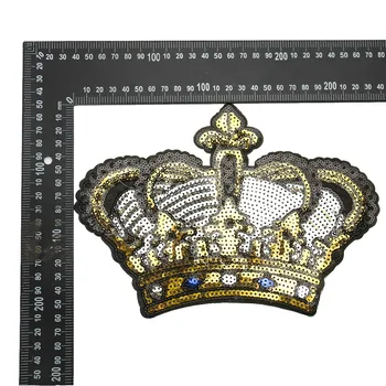 Golden Crown Imperial Crown Šljokice Krpa Oblog, Ručno Vezene za Šivanje Dekoracije Nabava DIY Dječje majica Kaput Bilješke Dodatak