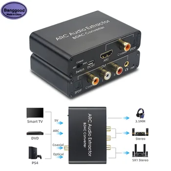 HDMI-kompatibilnu ARC Audio Izvlači DAC Pretvarač Adapter Fiber-Koaksijalni SPDIF Koaksijalni RCA i 3,5 mm Priključak za slušalice Izlaz Pretvarača
