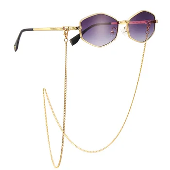 JackJad 2021 Moderan Vintage Klasične više faceted sunčane naočale u metalnom stilu, sa lancem Za žene u modernom pismu dizajnu Sunčane naočale 2A230