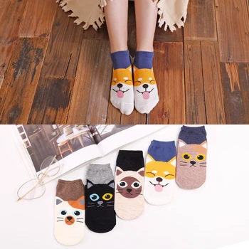 Japanski čarape za posade Ženske čarape s cijevi od pamuka Crtani Kawai Pink Popularna Casual moda Anime Velike uši Pas Slatka čarape za mačke Korejski