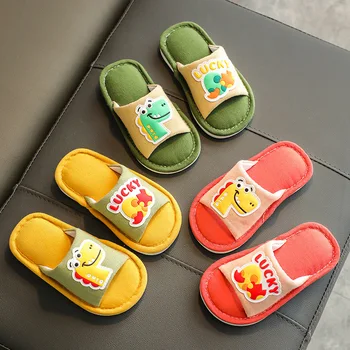 Jesenske bebe kućne papuče za djecu s mekim dnom, s otvorenim vrhom Kućna obuća za djecu s crtani dinosaurima Papuče za sobnoj cipela