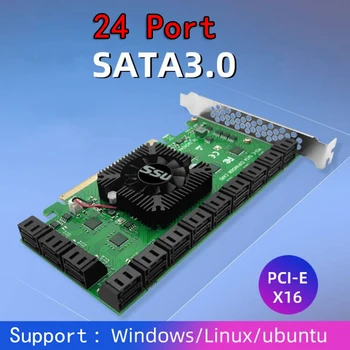 Kartica pci-e SATA 24 Priključka sa kablovima, Kontroler 3.0 6 Gb / s, Kartica PCI Express Expression uređaj Podržava SATA 3.0 Za майнинга Chia
