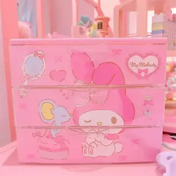 Kawaii Sanrio Kittys My Melody Littletwinstars Kutija Za Pohranu Трехслойный Pretinac Za Nakit Kutije Za Pohranu Make-Up Kutija Za Skladištenje