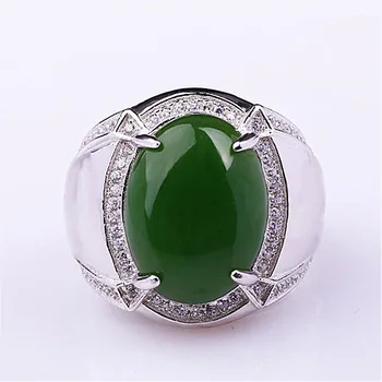 Klasični Muški Prsten 925 Srebrni Nakit Ovalni Smaragd Cirkon Dragulj Otvoreni Prsten na prst za Vjenčanje Zaruka Ukras za stranke