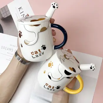 Korejski Stil Slatka Crtani Porculan Šolja Za doručak Šalica Kave s mlijekom Kućni Kantu s Poklopcem Žlica Šalica za mačke Studentica