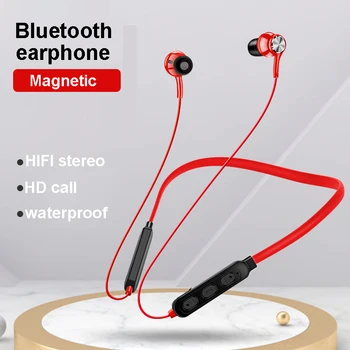 Magnetska Bežične Slušalice HIFI Stereo Bluetooth Slušalice Bas Mini-Vrat Vodootporan Sportski Trčanje U Uhu Vratne Remen Slušalice