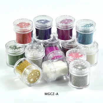 (MGCZ-A )1 Kutija 15 grama 0,6 mm-0,8 mm Perle od kavijara Ukrasi za nokte Prozirne Čvrste Rainbow Akril Biseri (15 boja)