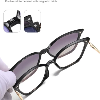 Moda Mačka Oko Polarizirane Sunčane Naočale Ženske Trendy, Optičke, Magnetske Isječke Na okvirima za naočale Na recept 2 U 1 Sunčane Naočale