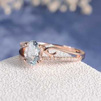 Modni Angažman Prsten od Ružičastog zlata u obliku Kristala Elegantan Ženski Ovalno Zaručnički Prsten za Vjenčanje Božićni Poklon Nakit