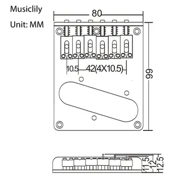 Musiclily Pro 52,5 mm Телемост u prikupljanju 6 седлами za gitaru Fender Telecastera, Krom