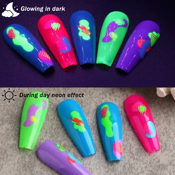 Naljepnice za nokte fluorescentna 3D guma za nokte geometrijski cvjetni naljepnice s kravatom-leptir modni čvrste vodootporne male svježe naljepnice BE1324